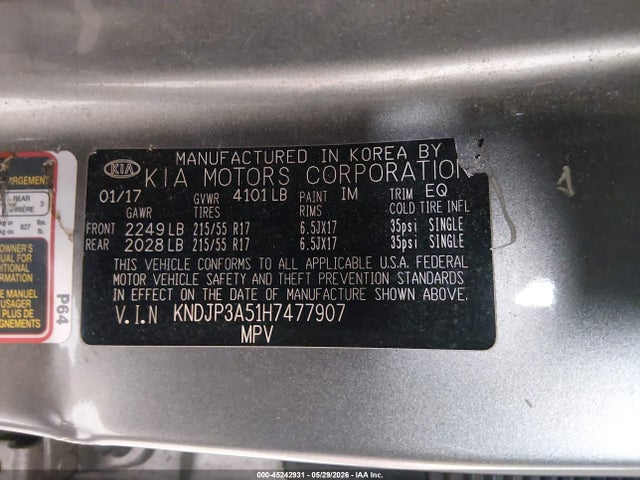 KIA SOUL + 2017 KNDJP3A51H7477907 Image 9