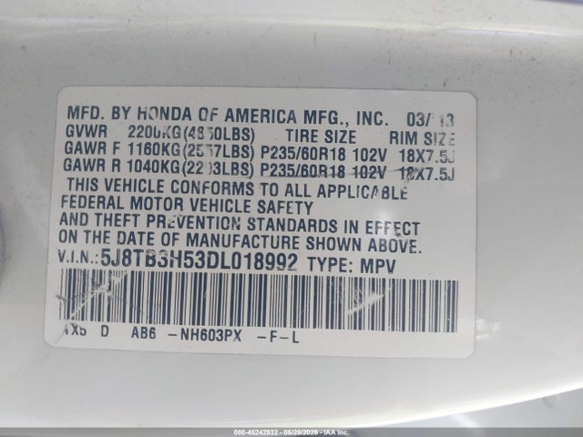 Aukcja sprzedaży 2013 Acura Rdx, vin: 5J8TB3H53DL018992, numer aukcji: 45242932