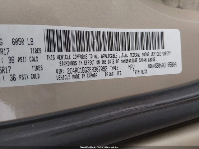 Aukcja sprzedaży 2014 Chrysler Town & Country Touring, vin: 2C4RC1BG3ER307092, numer aukcji: 45242949