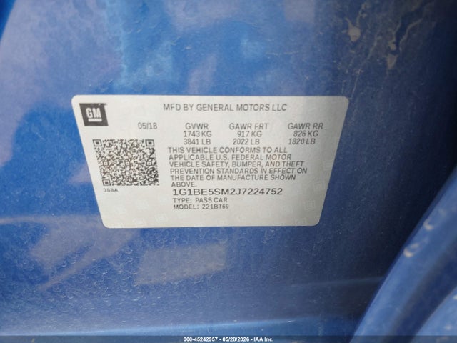 1G1BE5SM2J7224752 Chevrolet Cruze Lt Auto
