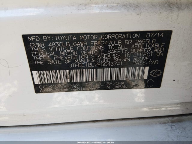 JTHBE1BL2E5043741 Lexus GS 350