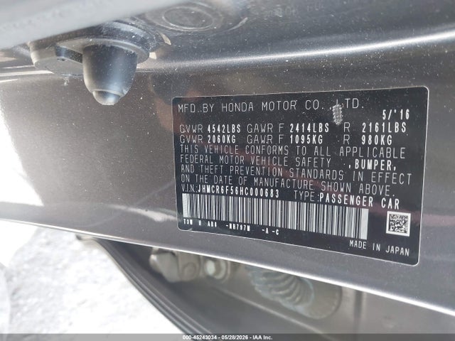 Aukcja sprzedaży 2017 Honda Accord Hybrid Ex-l, vin: JHMCR6F56HC000683, numer aukcji: 45243034
