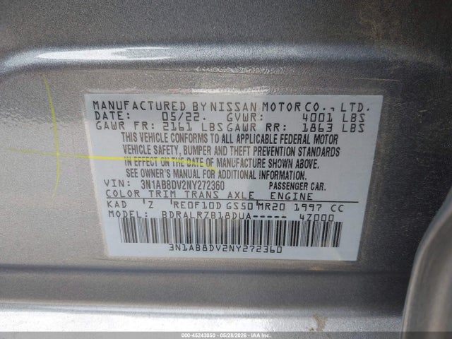 3N1AB8DV2NY272360 Nissan Sentra Sr Xtronic Cvt