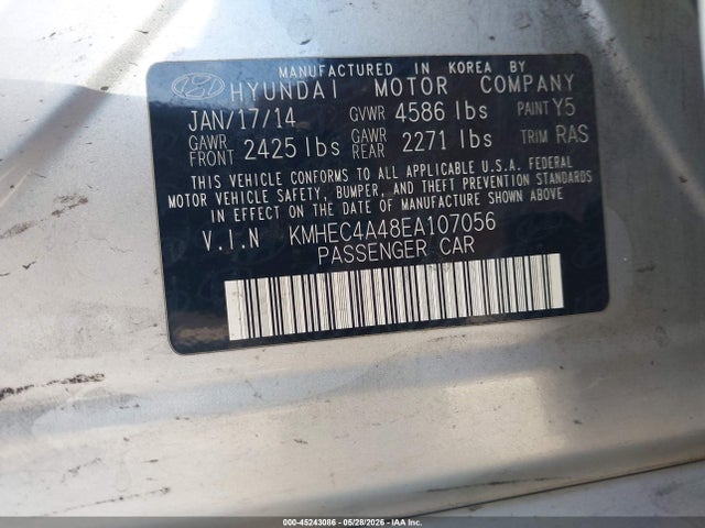 Hyundai Sonata Hybrid Limited 2014 KMHEC4A48EA107056 Image 9