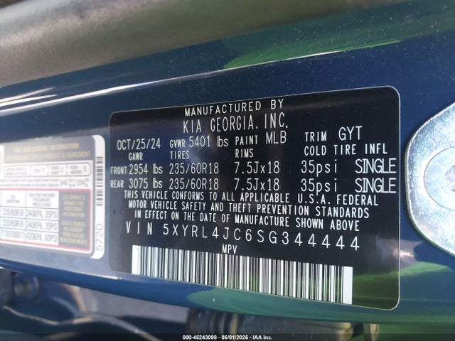 KIA SORENTO S 2025 5XYRL4JC6SG344444 Image 9