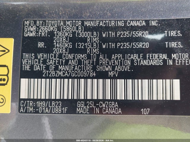 Lexus RX 350 2016 2T2BZMCA7GC009784 Image 9