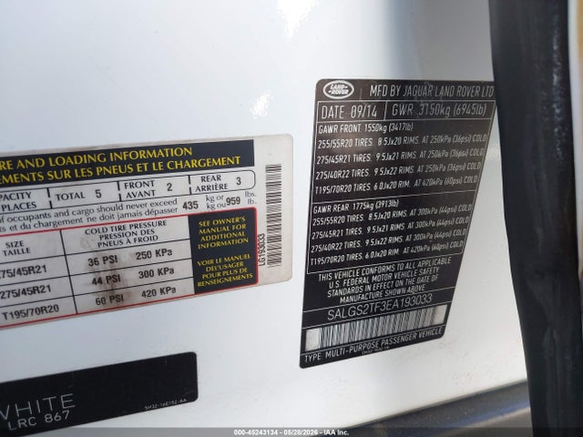 Продажа на аукционе авто 2014 Land Rover Range Rover 5.0l V8 Supercharged/5.0l V8 Supercharged Ebony Edition, vin: SALGS2TF3EA193033, номер лота: 45243134