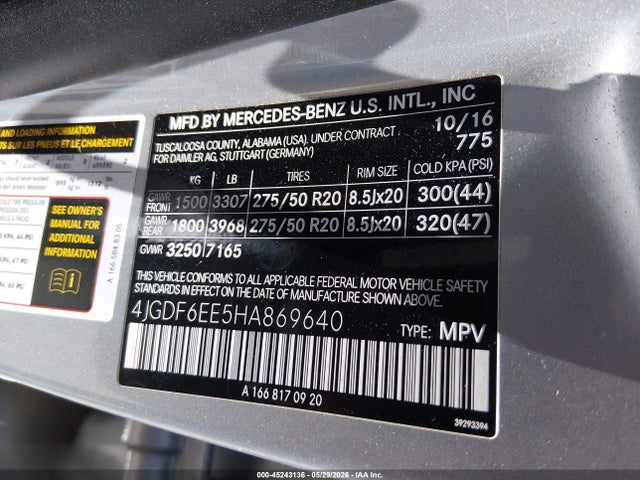 Mercedes-Benz Gls 450 4matic 2017 4JGDF6EE5HA869640 Image 9