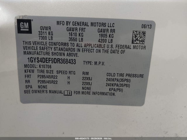 Aukcja sprzedaży 2013 Cadillac Escalade Platinum Edition, vin: 1GYS4DEF9DR368433, numer aukcji: 45243173