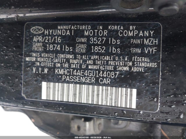 Продаж на аукціоні авто 2016 Hyundai Accent Se, vin: KMHCT4AE4GU144087, номер лоту: 45243188