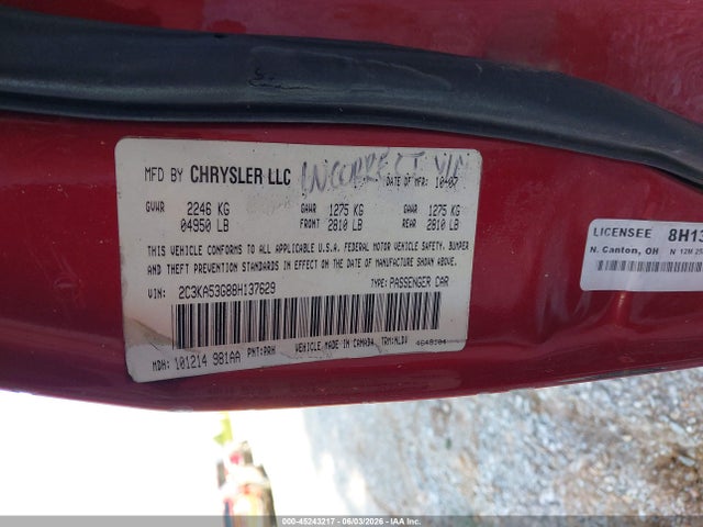 Aukcja sprzedaży 2007 Chrysler 300c, vin: 2C3KA63H67H684315, numer aukcji: 45243217