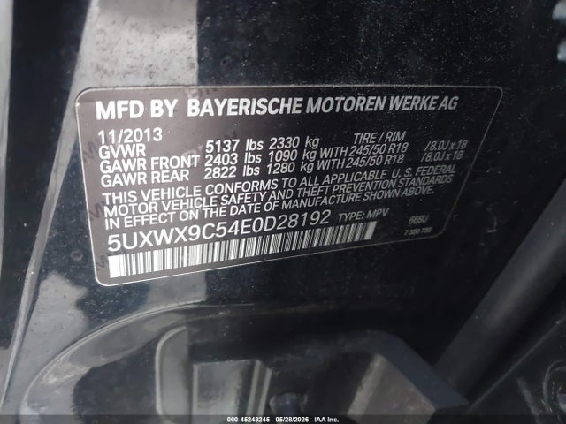 Aukcja sprzedaży 2014 Bmw X3 Xdrive28i, vin: 5UXWX9C54E0D28192, numer aukcji: 45243245