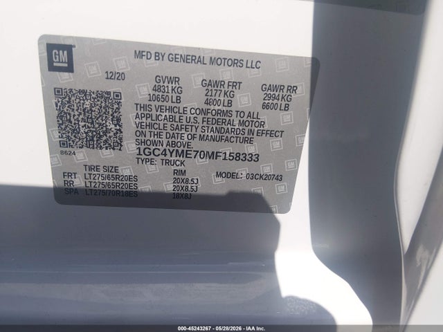1GC4YME70MF158333 Chevrolet Silverado 2500hd 4wd Standard Bed Custom