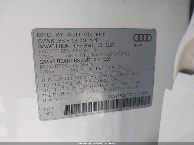 WA1EECF37L1031295 Audi Q3 Premium Plus 45 Tfsi S Line Quattro Tiptronic