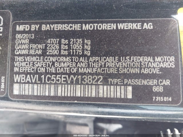 Aukcja sprzedaży 2014 Bmw X1 Xdrive28i, vin: WBAVL1C55EVY13822, numer aukcji: 45243282