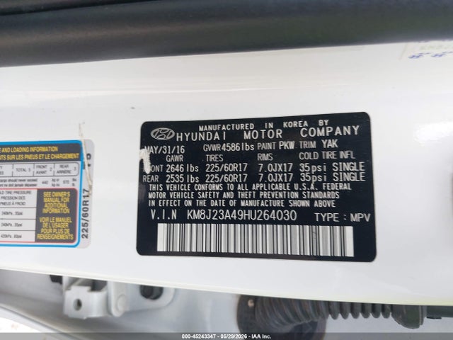KM8J23A49HU264030 Hyundai TUCSON SE