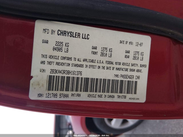 Aukcja sprzedaży 2008 Dodge Charger, vin: 2B3KA43R38H161376, numer aukcji: 45243371