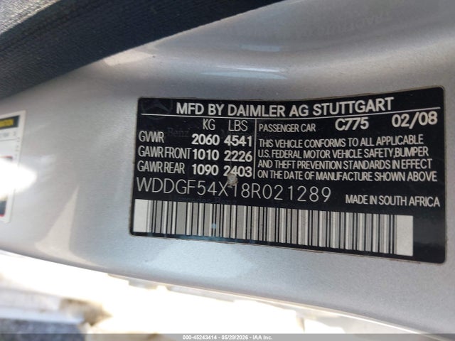 Продаж на аукціоні авто 2008 Mercedes-benz C 300 Luxury/sport, vin: WDDGF54X18R021289, номер лоту: 45243414
