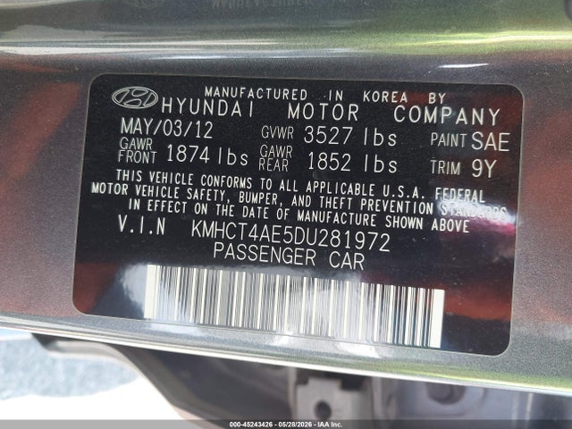 Продажа на аукционе авто 2013 Hyundai Accent Gls, vin: KMHCT4AE5DU281972, номер лота: 45243426