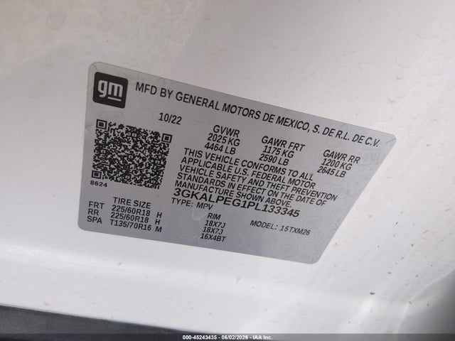 Продаж на аукціоні авто 2023 Gmc Terrain Fwd Slt, vin: 3GKALPEG1PL133345, номер лоту: 45243435