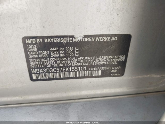 Продаж на аукціоні авто 2014 Bmw 328d, vin: WBA3D3C57EK155101, номер лоту: 45243489