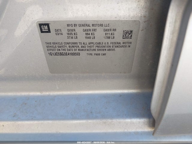 Chevrolet Sonic Lt Auto 2014 1G1JC5SG3E4189593 Image 9