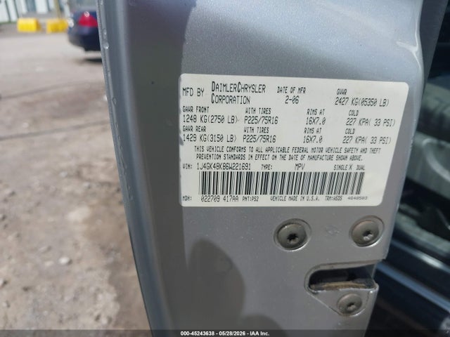 Aukcja sprzedaży 2006 Jeep Liberty Sport, vin: 1J4GK48K86W221691, numer aukcji: 45243638