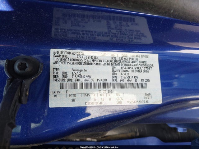 Ford Focus Titanium 2014 1FADP3J23EL137587 Image 9