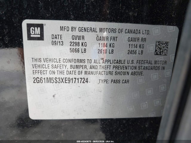 Продаж на аукціоні авто 2014 Cadillac Xts Luxury, vin: 2G61M5S3XE9171724, номер лоту: 45243670
