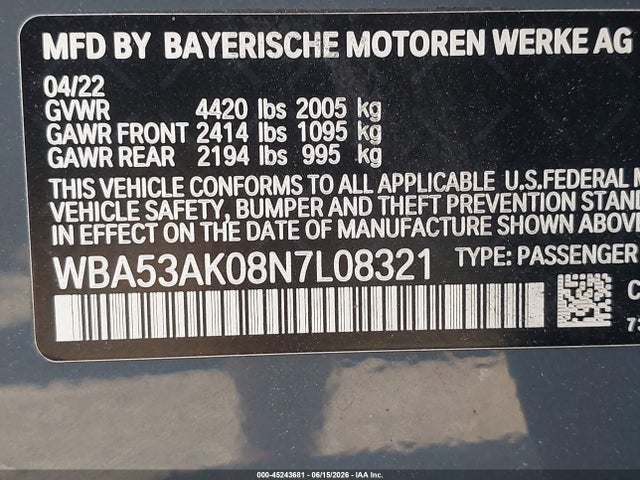 Продаж на аукціоні авто 2022 Bmw 228 Gran Coupe I Sdrive, vin: WBA53AK08N7L08321, номер лоту: 45243681