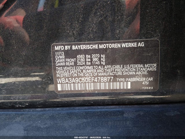 Продаж на аукціоні авто 2014 Bmw 335i, vin: WBA3A9C50EF478877, номер лоту: 45243767