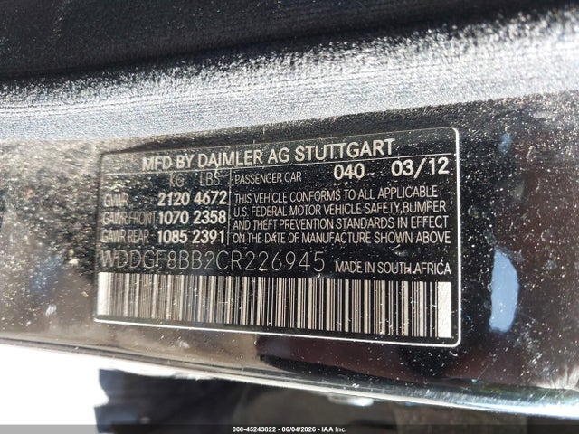 Aukcja sprzedaży 2012 Mercedes-benz C 300 Luxury 4matic, vin: WDDGF8BB2CR226945, numer aukcji: 45243822