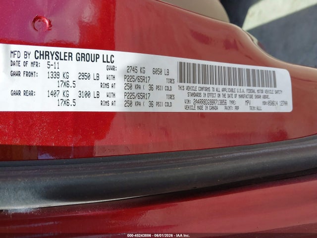 Aukcja sprzedaży 2011 Chrysler Town & Country Touring-l, vin: 2A4RR8DG9BR713856, numer aukcji: 45243886