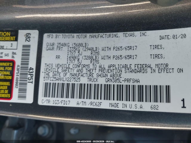 5TFCZ5ANXLX227525 Toyota Tacoma Trd Sport