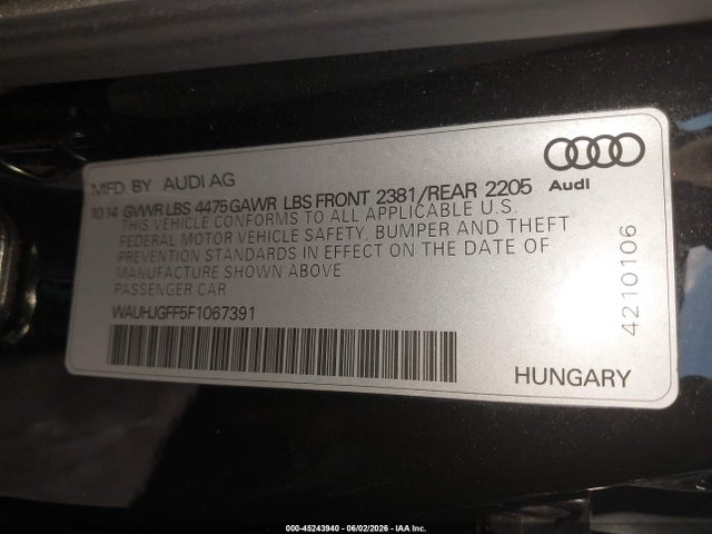 WAUHJGFF5F1067391 Audi A3 2.0 Tdi Premium