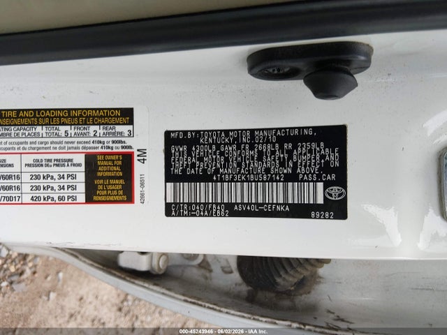 Продажа на аукционе авто 2011 Toyota Camry, vin: 4T1BF3EK1BU587142, номер лота: 45243946