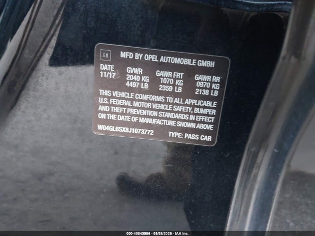 Продаж на аукціоні авто 2018 Buick Regal Sportback Preferred, vin: W04GL6SX8J1073772, номер лоту: 45243954