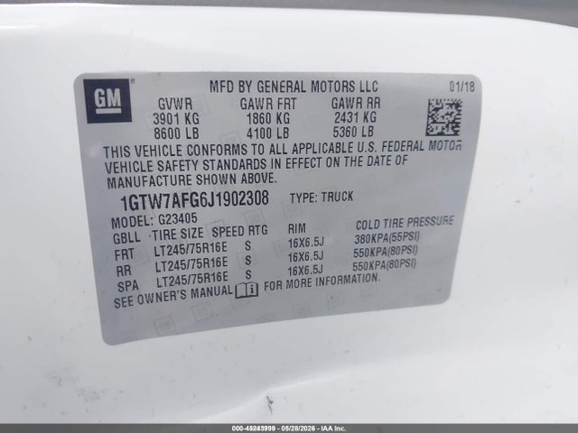 GMC Savana 2500 Work Van 2018 1GTW7AFG6J1902308 Image 9