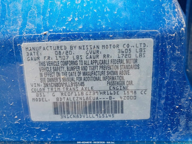 Продажа на аукционе авто 2020 Nissan Versa S Xtronic Cvt, vin: 3N1CN8DV1LL915145, номер лота: 45244016