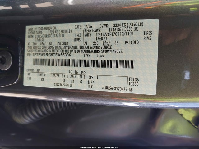 Ford F-150 Raptor 2026 1FTFW1RG9TFA55336 Image 9