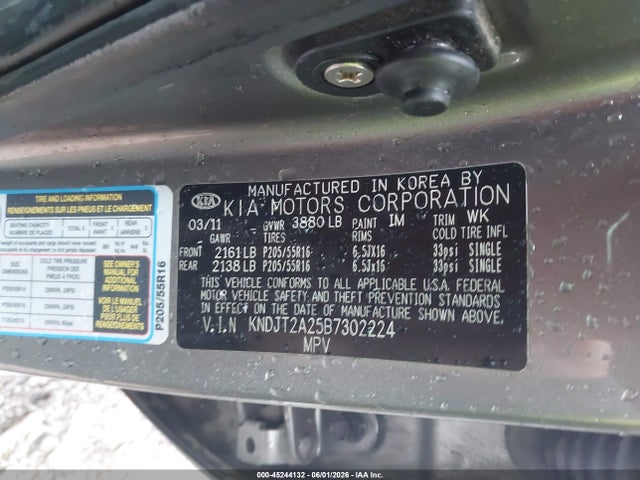2011 Kia Soul + მანქანა იყიდება აუქციონზე, vin: KNDJT2A25B7302224, აუქციონის ნომერი: 45244132