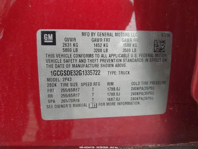 1GCGSDE32G1335722 Chevrolet Colorado Z71