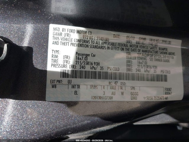 Aukcja sprzedaży 2013 Ford Focus Se, vin: 1FADP3F27DL351019, numer aukcji: 45244202