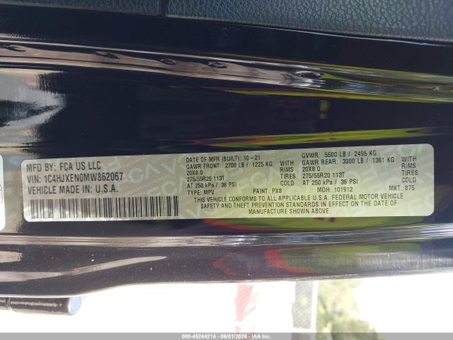1C4HJXEN0MW862067 Jeep Wrangler Unlimited High Altitude 4x4