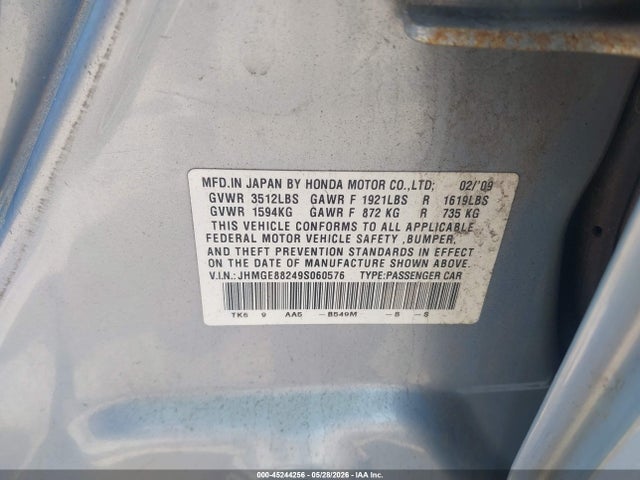 Продажа на аукционе авто 2009 Honda Fit, vin: JHMGE88249S060576, номер лота: 45244256