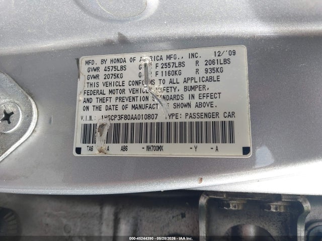 Продажа на аукционе авто 2010 Honda Accord 3.5 Ex-l, vin: 1HGCP3F80AA010807, номер лота: 45244390