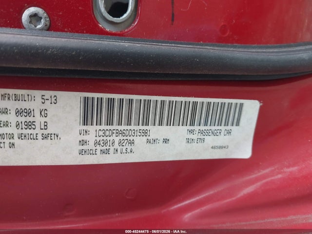 Продажа на аукционе авто 2013 Dodge Dart Sxt, vin: 1C3CDFBA6DD315981, номер лота: 45244475