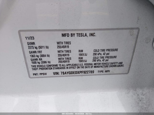 Tesla Model Y Rwd 2023 7SAYGDEDXPF922789 Image 9
