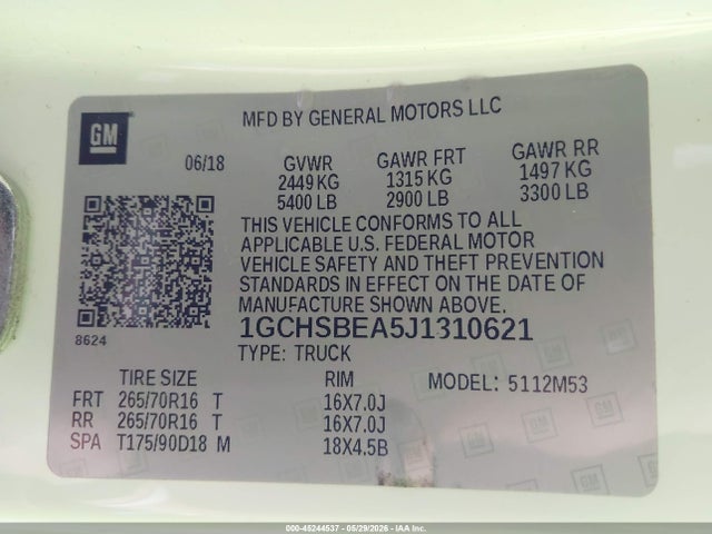 Chevrolet Colorado Wt 2018 1GCHSBEA5J1310621 Image 9