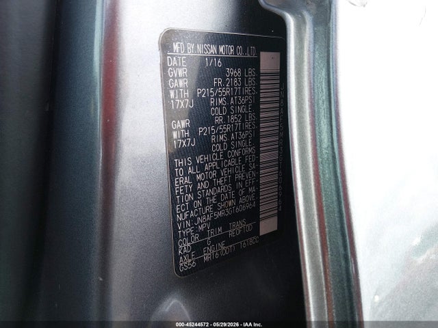 Aukcja sprzedaży 2016 Nissan Juke S, vin: JN8AF5MR3GT606964, numer aukcji: 45244572
